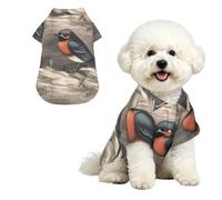 Breathable Dog Hawaiian Shirt Barn Swallow in Graphite Cool Dog Summer Clothes Soft Comfortable Puppy Clothes for Small to Medium Dog Party Costume