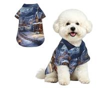 Breathable Dog Hawaiian Shirt Christmas Village Cool Dog Summer Clothes Soft Comfortable Puppy Clothes for Small to Medium Dog Party Costume