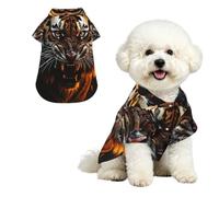 Breathable Dog Hawaiian Shirt Ferocious Tiger Cool Dog Summer Clothes Soft Comfortable Puppy Clothes for Small to Medium Dog Party Costume