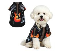 Breathable Dog Hawaiian Shirt Guitar Piano Pattern Cool Dog Summer Clothes Soft Comfortable Puppy Clothes for Small to Medium Dog Party Costume