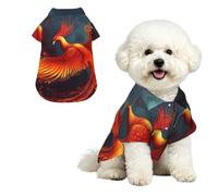 Breathable Dog Hawaiian Shirt Orange Red Phoenix Cool Dog Summer Clothes Soft Comfortable Puppy Clothes for Small to Medium Dog Party Costume