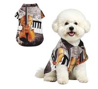 Breathable Dog Hawaiian Shirt Piano Violin Music Notes Cool Dog Summer Clothes Soft Comfortable Puppy Clothes for Small to Medium Dog Party Costume