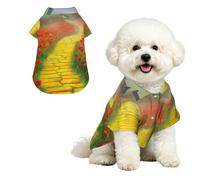 Breathable Dog Hawaiian Shirt Poppies Field Yellow Brick Road Cool Dog Summer Clothes Soft Comfortable Puppy Clothes for Small to Medium Dog Party Costume