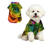Breathable Dog Hawaiian Shirt Rainbow Flower Cool Dog Summer Clothes Soft Comfortable Puppy Clothes for Small to Medium Dog Party Costume