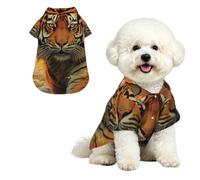 Breathable Dog Hawaiian Shirt Rising Sun Tiger Cool Dog Summer Clothes Soft Comfortable Puppy Clothes for Small to Medium Dog Party Costume