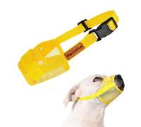 Breathable Dog Muzzle - Adjustable Mesh Muzzle with Soft Padded Edge, Anti-Bite & Anti-Bark, Yellow (L)