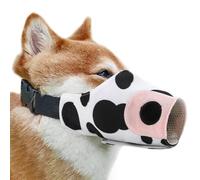 Breathable Dog Muzzle - Cow Design Air Mesh Muzzle For Pet | Adjustable Loop Anti Miseating Mouth Cover For German Shepherd Husky Labrador Retriever