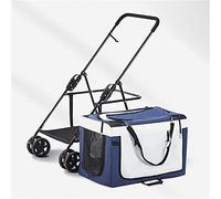 Breathable Dog Pram Pet Stroller Foldable Carrier Cart Dog Strollers for Small Dogs Lightweight Dog Stroller (Red) (Dark Blue)