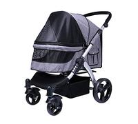 Breathable Dog Prams Pushchairs Travel Cat Stroller Carrier Pet Dog Strollers for Large Dogs Foldable Pet Stroller Carrier Cart for Cats Dogs (Red) (Grey)