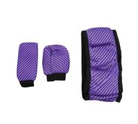 Breathable Elastic Steering Wheel Cover with Matching Handbrake and Gear Shift Covers 3PCS Set for Car Interior Protection (Purple)