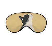 Breathable Eye Mask Black and White Cat Printed Soft Sleep Eye Masks with Adjustable Strap Eye Cover Eye Patches Light Blocking Eyemask for Office Nap Travel