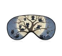 Breathable Eye Mask Black Cat Full Moon Dead Tree Printed Soft Sleep Eye Masks with Adjustable Strap Eye Cover Eye Patches Light Blocking Eyemask for Office Nap Travel