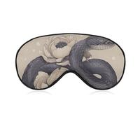 Breathable Eye Mask Black Snake and Flower Printed Soft Sleep Eye Masks with Adjustable Strap Eye Cover Eye Patches Light Blocking Eyemask for Office Nap Travel
