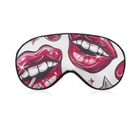 Breathable Eye Mask Cartoon Style Lips Printed Soft Sleep Eye Masks with Adjustable Strap Eye Cover Eye Patches Light Blocking Eyemask for Office Nap Travel