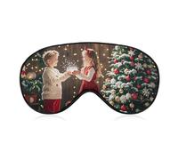Breathable Eye Mask Children Under The Christmas Tree Printed Soft Sleep Eye Masks with Adjustable Strap Eye Cover Eye Patches Light Blocking Eyemask for Office Nap Travel