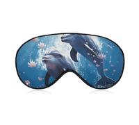 Breathable Eye Mask Dolphins in Love Printed Soft Sleep Eye Masks with Adjustable Strap Eye Cover Eye Patches Light Blocking Eyemask for Office Nap Travel