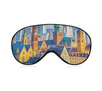 Breathable Eye Mask European Building Printed Soft Sleep Eye Masks with Adjustable Strap Eye Cover Eye Patches Light Blocking Eyemask for Office Nap Travel
