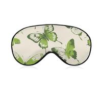 Breathable Eye Mask Lime Green Butterfly Printed Soft Sleep Eye Masks with Adjustable Strap Eye Cover Eye Patches Light Blocking Eyemask for Office Nap Travel