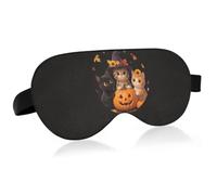 Breathable Eye Mask Machine Washable Indoor Relaxation | Kittens and Pumpkin Cats No Nose Pressure Eye Mask Single Sided Printing Light Blocking Effect