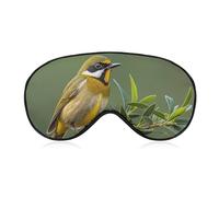 Breathable Eye Mask Outdoor Olive Green Flowering Birds Printed Soft Sleep Eye Masks with Adjustable Strap Eye Cover Eye Patches Light Blocking Eyemask for Office Nap Travel