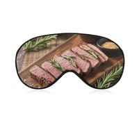 Breathable Eye Mask Rosemary Steak Printed Soft Sleep Eye Masks with Adjustable Strap Eye Cover Eye Patches Light Blocking Eyemask for Office Nap Travel