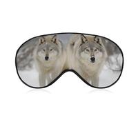 Breathable Eye Mask Two Wolves Walking in The Snow Printed Soft Sleep Eye Masks with Adjustable Strap Eye Cover Eye Patches Light Blocking Eyemask for Office Nap Travel