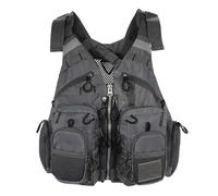 Breathable Fishing Life Jacket with Adjustable Straps, Buoyancy Aid Vest for Kayaking, Boating, Swimming, Adult Safety Flotation Device for Water Sports(Space gray)