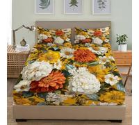 Breathable Fitted Sheet 4ft Small Double 48x75 inch Deep Pockets 12 inch Romantic Countryside Florals Soft Microfibre Bedding Set Multicolor Fitted bed Sheet for Children Adults Bedroom