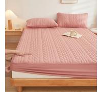 Breathable Fitted Sheet Soft Non-Slip Mattress Protector Stretchy Elastic Pocket Mattress Cover Washable Bed Topper for Twin/Full/Queen/King Size-Pink||120x200cm/(47.2"x78.7")