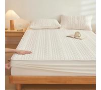 Breathable Fitted Sheet Soft Non-Slip Mattress Protector Stretchy Elastic Pocket Mattress Cover Washable Bed Topper for Twin/Full/Queen/King Size-White||180x200cm/(70.8"x78.7")