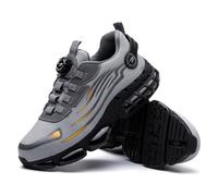 Breathable Fly Weaving Safety Shoes, Button-down Lace Labor Work Protection Shoes, Industrial Construction Shoes Sneakers, Anti-Smashing and Anti-Puncture Steel Toe Shoes (Color : Gray, Size : EU 42