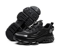 Breathable Fly Weaving Safety Shoes, Button-down Lace Labor Work Protection Shoes, Industrial Construction Shoes Sneakers, Anti-Smashing and Anti-Puncture Steel Toe Shoes ( Color : Black , Size : EU 4