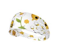 Breathable Flying Bees Daisy Honey Print Headband for Sports - Stylish Sweatbands, Perfect for Yoga, Running, Cycling, and More