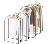 Breathable Garment Bags with Zip, Waterproof & Dustproof Clothes Covers for Wardrobe, Moth-Proof Suit Bags, Translucent Dress Protector, for Storage & Travel (Black edge 2pc 40in 2pc 50in)