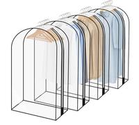 Breathable Garment Bags with Zip, Waterproof & Dustproof Clothes Covers for Wardrobe, Moth-Proof Suit Bags, Translucent Dress Protector, for Storage & Travel (Black edge 4pcs 40in)