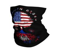 Breathable Half Face Headwear,America and Cambodian Flag Roots,Headwear Durable Neck Gaiter for Tennis Skiing Yoga 26X30cm