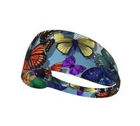 Breathable Hand drawn color butterfly Print Headband for Sports - Stylish Sweatbands, Perfect for Yoga, Running, Cycling, and More