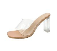 Breathable High Heels Women's Fashion Shoes Thick-Soled Sandals Casual Chunky Women's Slipper Wedge Slide Sandals for Women (Khaki, 5)