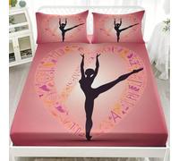 Breathable Hypoallergenic Fitted Sheet King 60x80 inch Deep Pockets 12 inch Gymnast Heart Shape Ultra Soft Microfibre Bedding Set Pink Fitted bed Sheet for Children Adults Bedroom