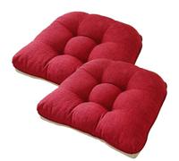 Breathable Indoor Chair Pads Set of 2 4 Soft Non Slip Cushs for Dining & Office Chairs PP Cotton Linen Red Garden Seat Pads (46x43cm)