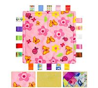 Breathable Infant Taggy Blanket Soft Touch Plush Taggy Blanket Comfortable Security Taggie Present for Bedtime Newborn Baby -Small Flowers