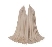 Breathable Jersey Headscarf for Women - Soft Elastic Solid Color Hijab Scarf, Large Size, Lightweight Rayon Cotton Blend, Ideal for Daily Wear (Beige, 180X90CM)