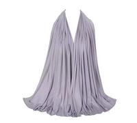 Breathable Jersey Headscarf for Women - Soft Elastic Solid Color Hijab Scarf, Large Size, Lightweight Rayon Cotton Blend, Ideal for Daily Wear (Silver, 180X90CM)
