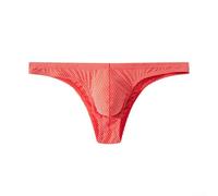 Breathable Low Waist Men's Briefs featuring U Pouch and Stylish Print Designs (3XL Red)