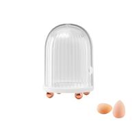 Breathable Makeup Sponge Holder, Dust Proof Cosmetic Egg Storage Case Translucent Sliding Track Design Powder Puff Case for Travel Daily (White)