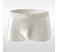 Breathable Men's Ice Silk Boxers Soft Satin Underwear for Every Occasion (L White)