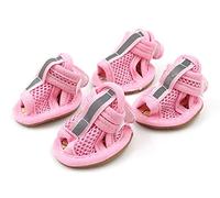 Breathable Mesh Dog Sandals for Summer, Puppy Paw Protectors, Outdoor Pet Sandals for Small Dogs Pink Size 5