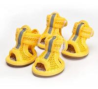 Breathable Mesh Dog Sandals for Summer, Puppy Paw Protectors, Outdoor Pet Sandals for Small Dogs Yellow Size 4