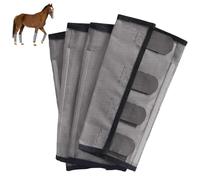 Breathable Mesh Horse Flyproof Leggings, Bites Proof Mesh Horse Fly Boots Set of 4, Loose Fitting Non Slip, Stay-On Comfortable Tear-Resistant Leg Guards for Adjustable and Universal (Grey)