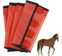 Breathable Mesh Horse Flyproof Leggings,Comfortable Pony Leggings,Shoofly Boots Set For Horses With Lightweight Mesh,Set Of 4 Leg Wraps For Pasture Or Stable Use,Leg Flys Protection,Orange